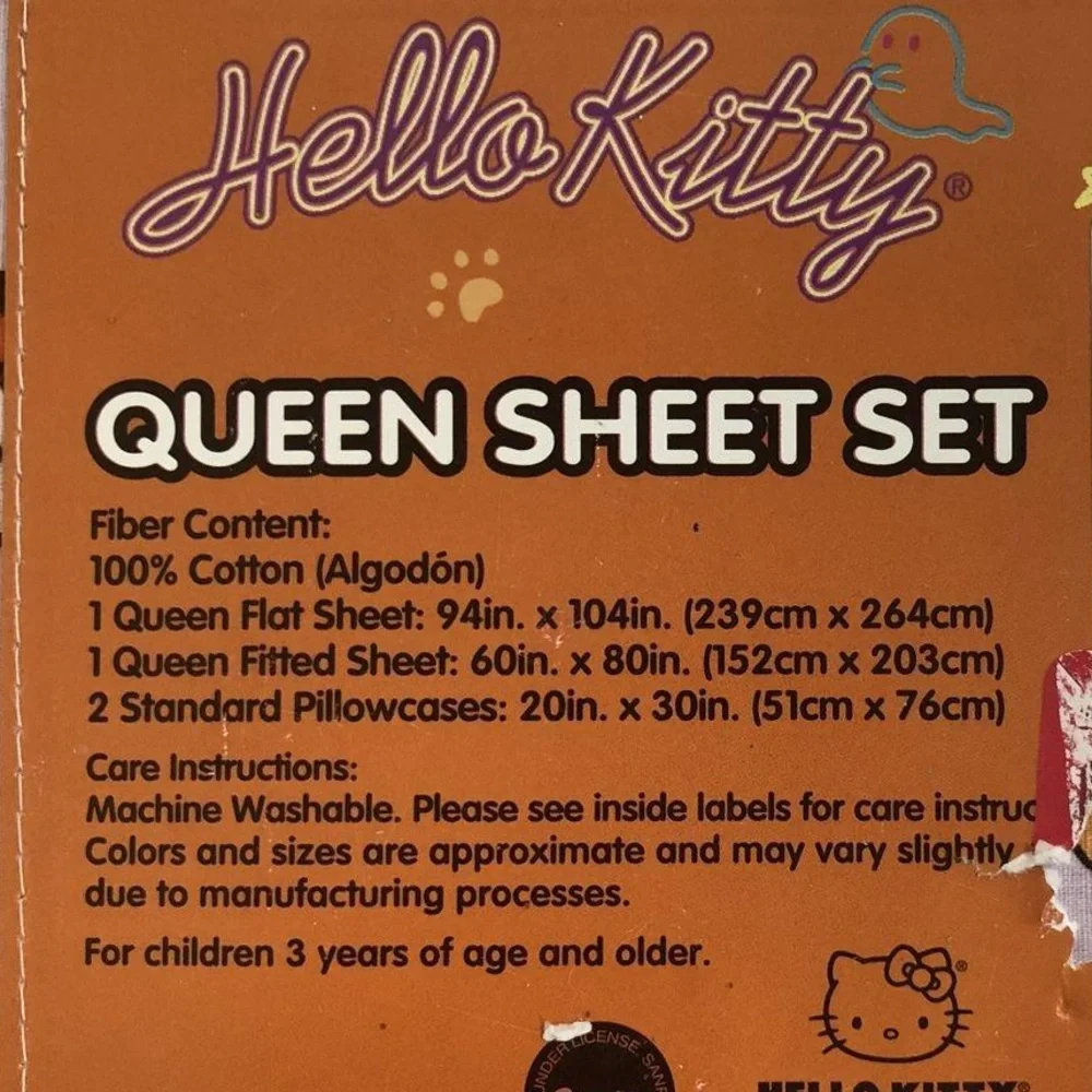 NEW Hello Kitty Halloween Queen Sheet Set - Pink Purple Fall Autumn Cotton